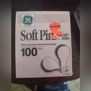 Vintage General‎ Electric Lightbulb Soft Pink 100 Watt 2pk